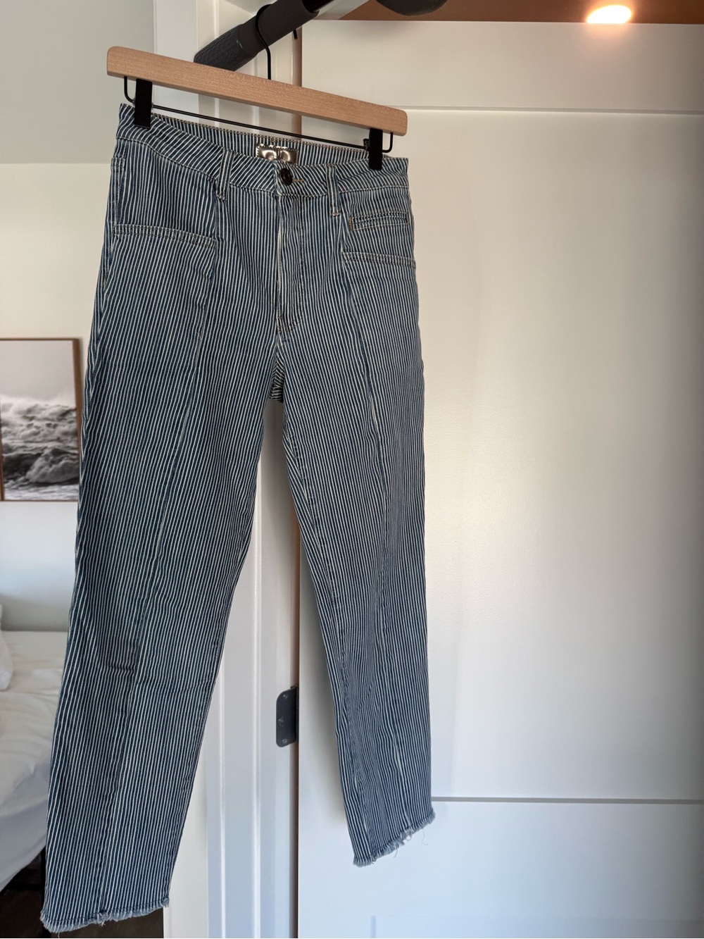 Kut from the Kloth Women's Straight Leg Pinstripe Jeans - Blue & White